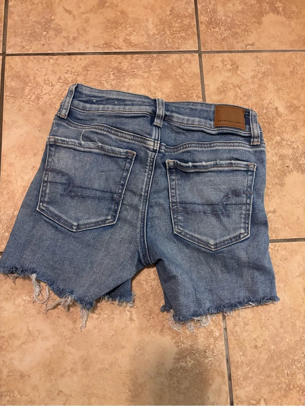 American Eagle Outfitters Distressed Light Blue Denim Shorts